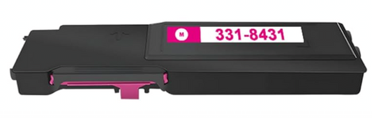 Magenta Toner Cartridge 331-8431/22 compatible for Dell C3760, C3760DN, C3760N, C3765, and C3765DNF printers, high yield 9,000 pages.