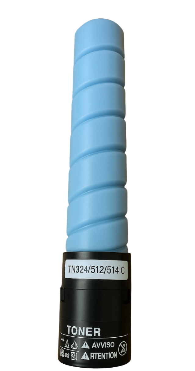 Toner Cartridge TN324/TN512/TN514 Cyan Compatible for Konica Minolta BizHub C454, C554, C458, C558, C658, C258, C308, C368 printers – high-yield 26,000 pages.