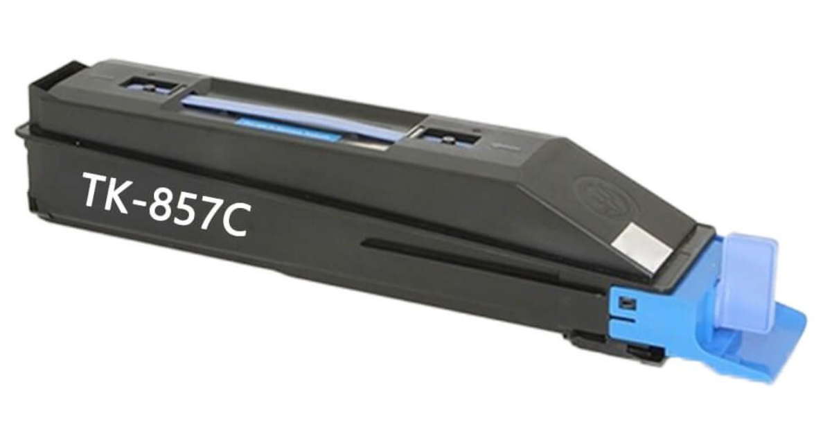 TK-857 Cyan Toner Cartridge Compatible for Kyocera Taskalfa 400ci, 500ci, 552ci, high-yield 18,000 pages, delivers bright and reliable cyan prints.
