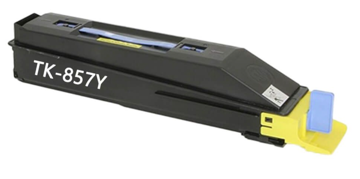 TK-857 Yellow Toner Cartridge Compatible for Kyocera Taskalfa 400ci, 500ci, 552ci, high-yield 18,000 pages, delivers bright and reliable yellow prints.