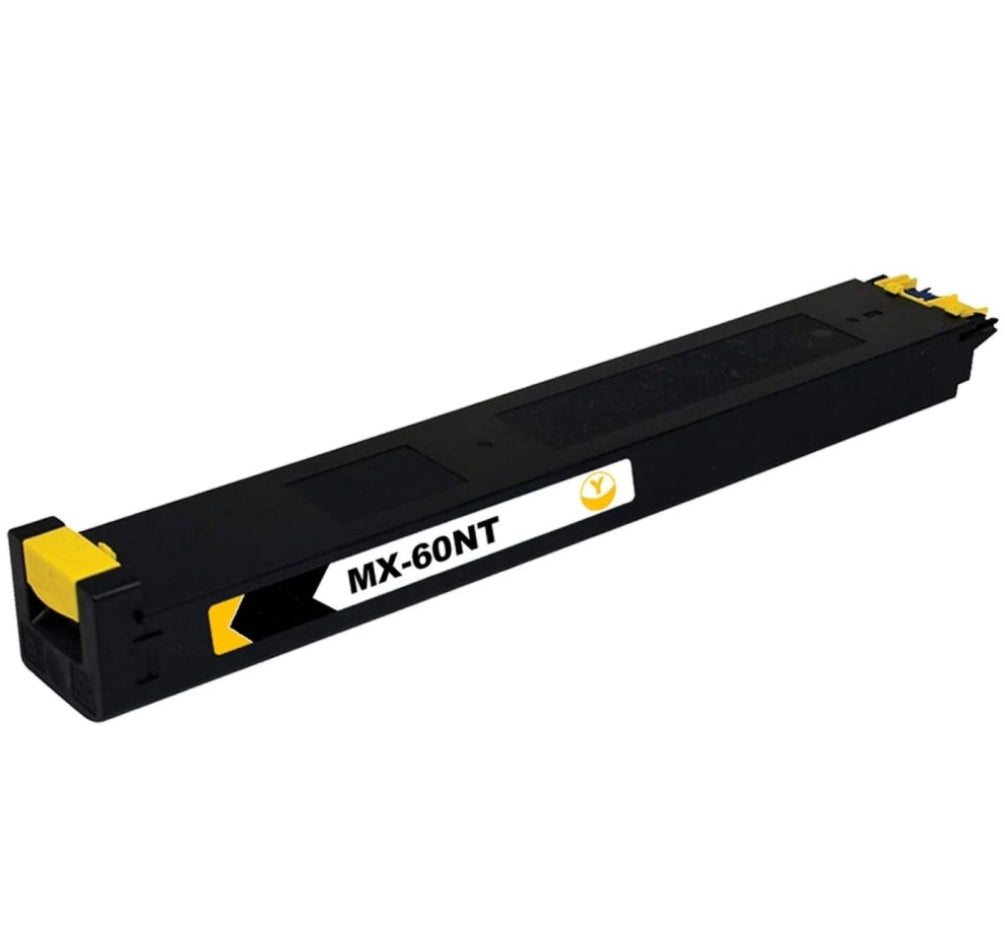 MX-60NT Yellow compatible toner for Sharp MX-2630N, MX-2651, MX-3050N, MX-3050V, MX-3051, MX-3070, MX-4050, 40,000 pages.