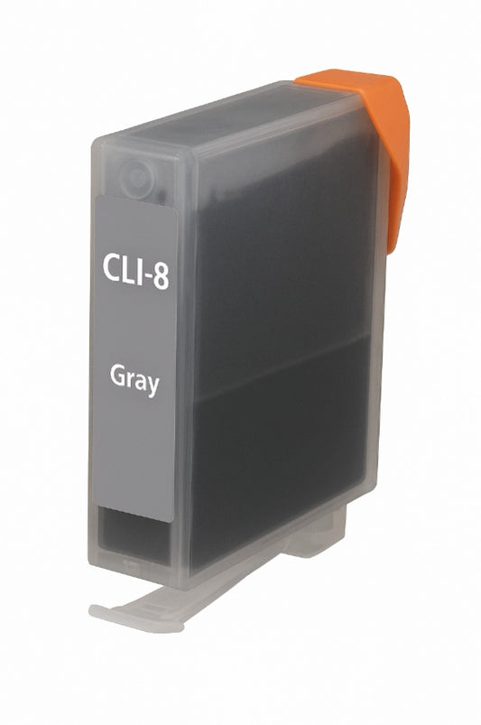 CLI-8 compatible gray ink cartridge for Canon printers, delivering up to 420 pages of smooth, consistent, and high-quality grayscale prints.