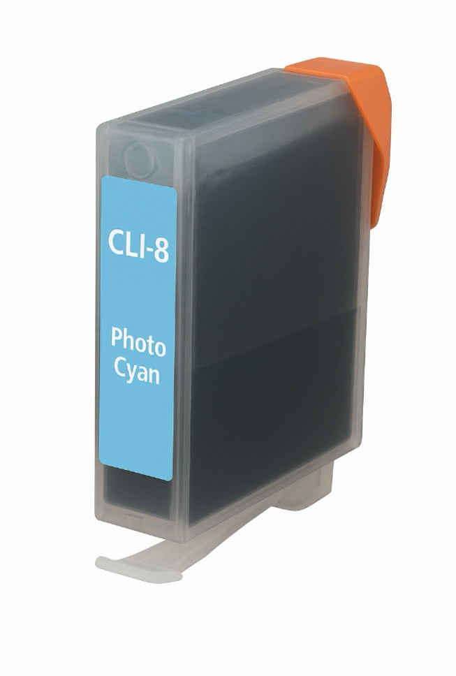 CLI-8 compatible Photo Cyan ink cartridge for Canon printers, delivering up to 420 pages of vibrant, consistent, and high-quality photo color prints.