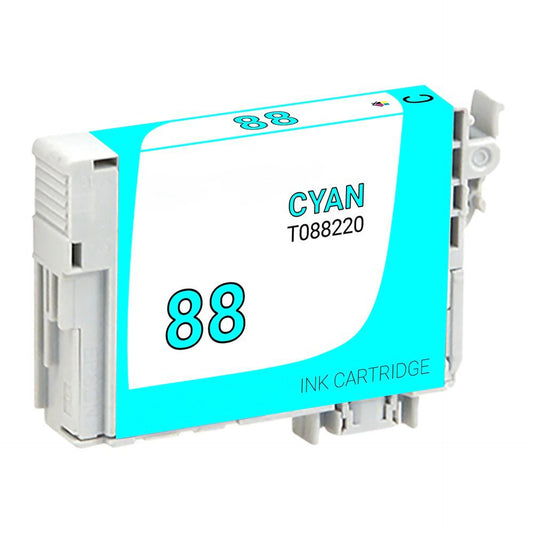 T088220 Cyan Compatible Epson Ink Cartridge, 200-page yield.