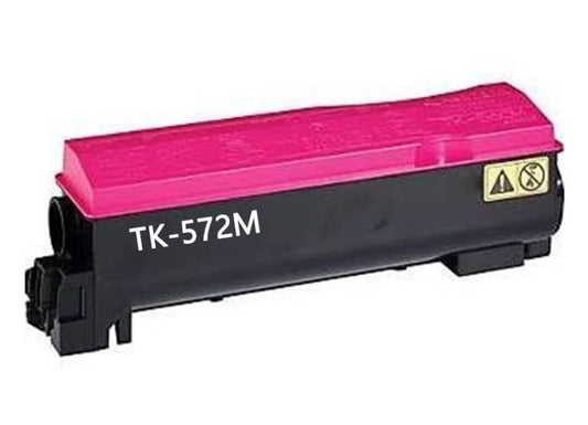 Compatible TK-572 Magenta toner cartridge for Kyocera printers FS C5400, C5400DN, and P7035CDN.