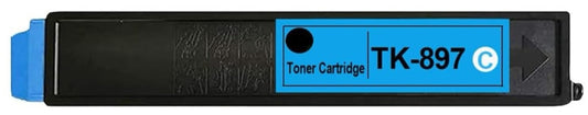 Compatible TK-897 Cyan toner cartridge for Kyocera printers FS C8520, C8525, TASKalfa 205c, and 255c.