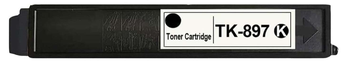 Compatible TK-897 Black toner cartridge for Kyocera printers FS C8520, C8525, TASKalfa 205c, and 255c.