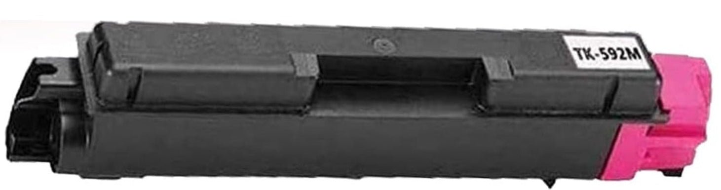 Compatible TK-592 Magenta toner cartridge for Kyocera printers FS C2026MFP, C2126MFP, C2526, C2626, and 5250DN.