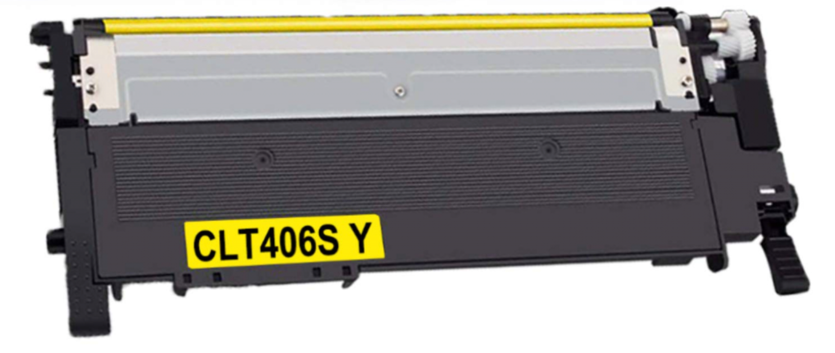 Yellow CLT-406S compatible toner cartridge for Samsung CLP and CLX printers, 1000-page yield.