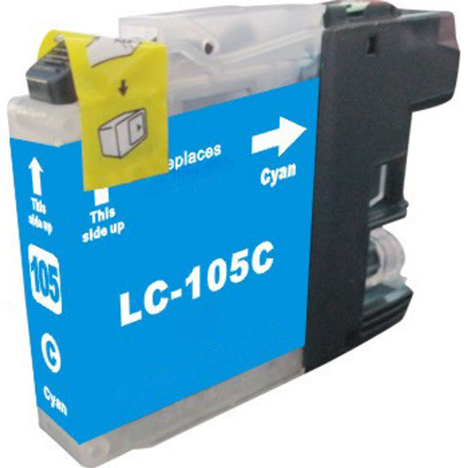LC105 Cyan compatible ink cartridge for Brother printers, 1200-page yield, vibrant cyan, fits MFC-J4310DW, J4410DW, J4510DW, J4610DW, J4710DW, J6520DW, J6720DW