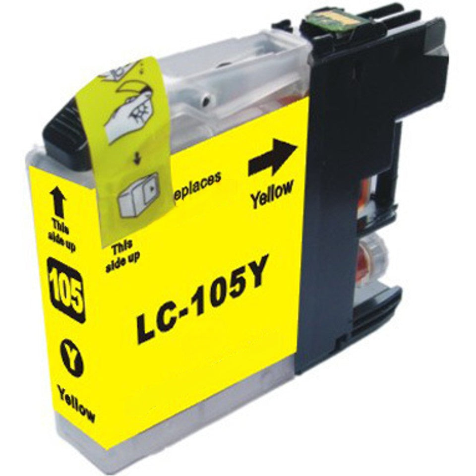 LC105 Yellow compatible ink cartridge for Brother printers, 1200-page yield, vibrant yellow, fits MFC-J4310DW, J4410DW, J4510DW, J4610DW, J4710DW, J6520DW, J6720DW