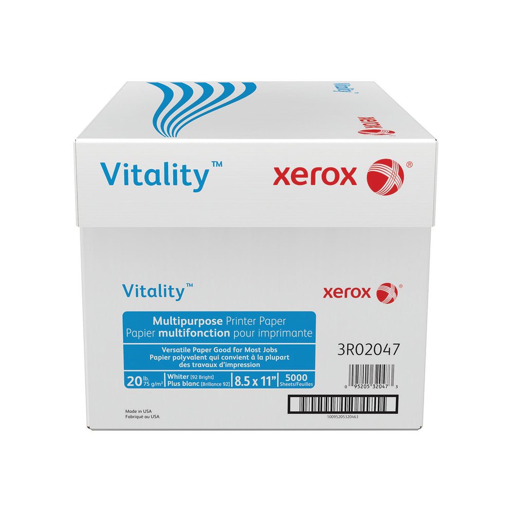 Xerox Vitality Multi-Use Printer & Copy Paper, White, Letter (8.5" x 11"), 5000 Sheets Per Case, 20 Lb, 92 Brightness, FSC Certified