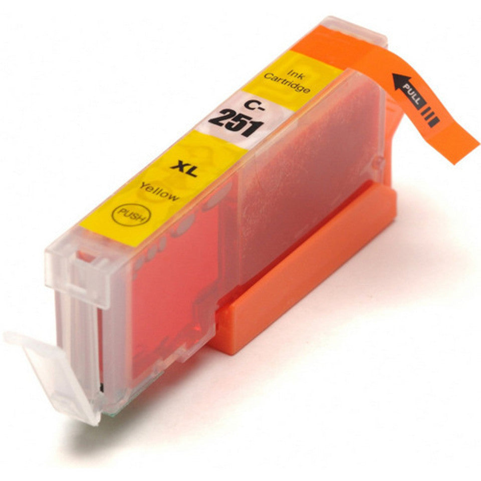 CLI-251XL compatible yellow ink cartridge for Canon printers, delivering up to 350 pages of vibrant, consistent, high-quality color prints.