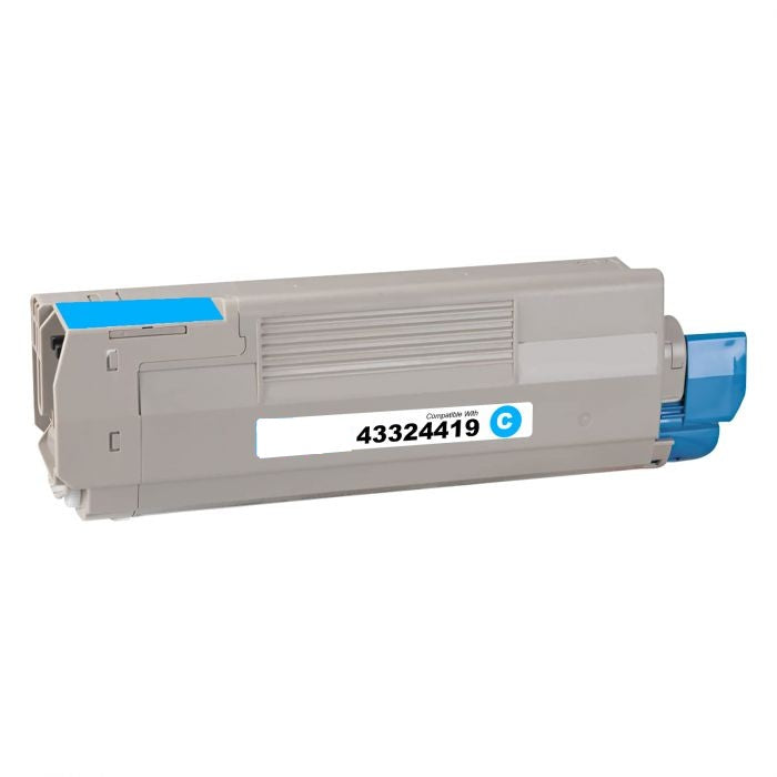 Cyan Toner 43324419 compatible for Oki C5550, C6100, C6100dn, C6050n, 6000 pages.
